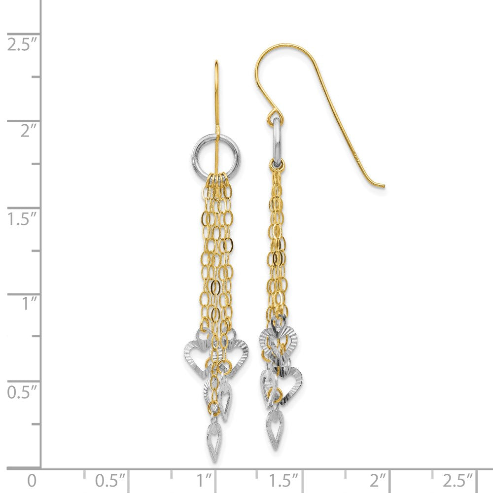 14K Bicolor Kreis 5 Herz Ohrringe