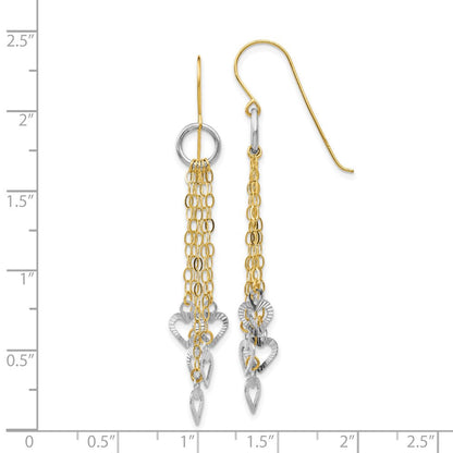 14K Bicolor Kreis 5 Herz Ohrringe