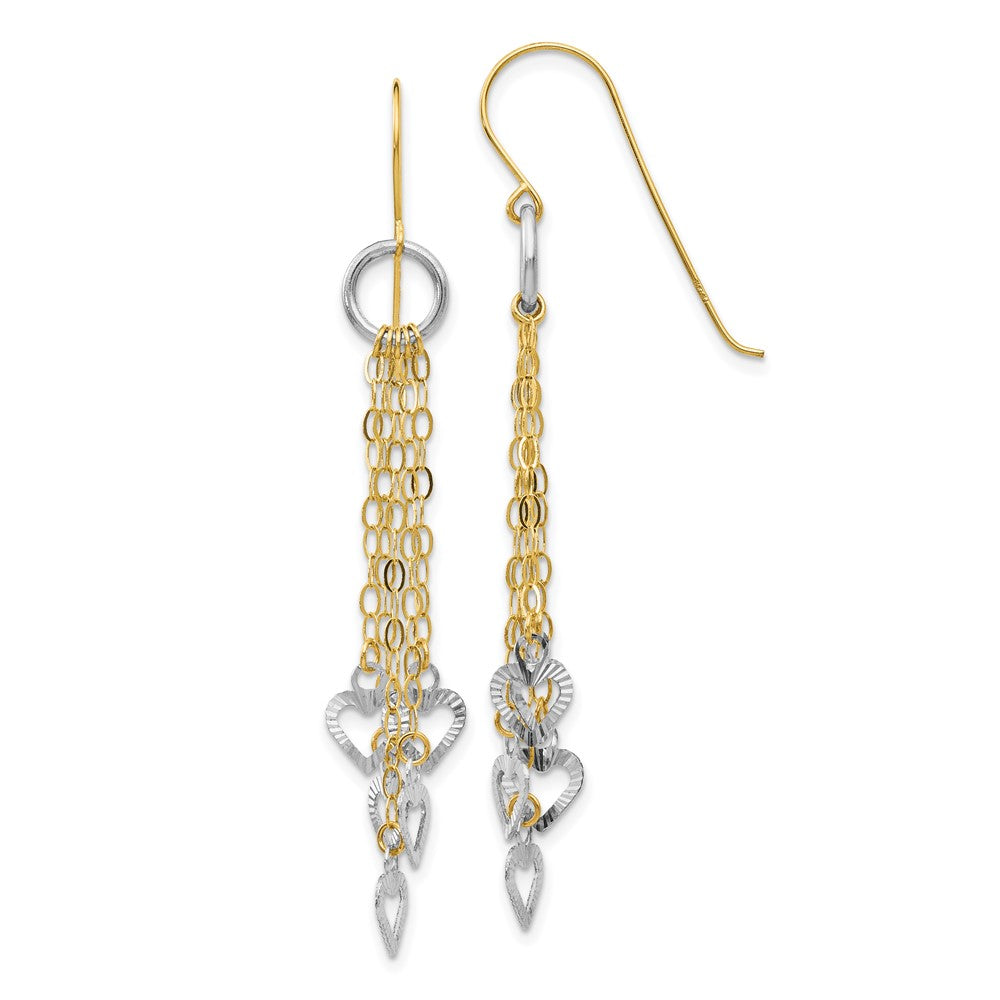 14K Bicolor Kreis 5 Herz Ohrringe