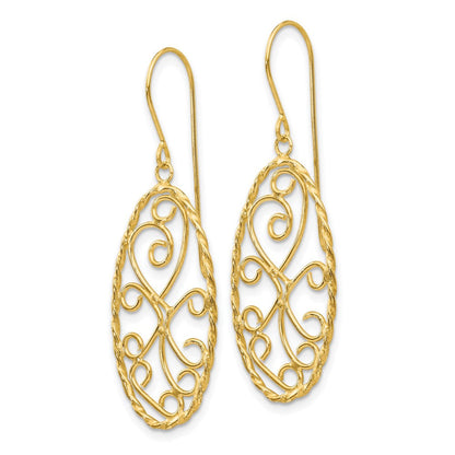 14K Gelbgold Oval Fantasie Gebogen Bars Ohrringe
