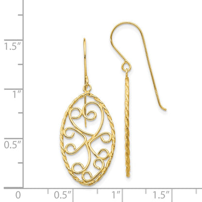 14K Gelbgold Oval Fantasie Gebogen Bars Ohrringe