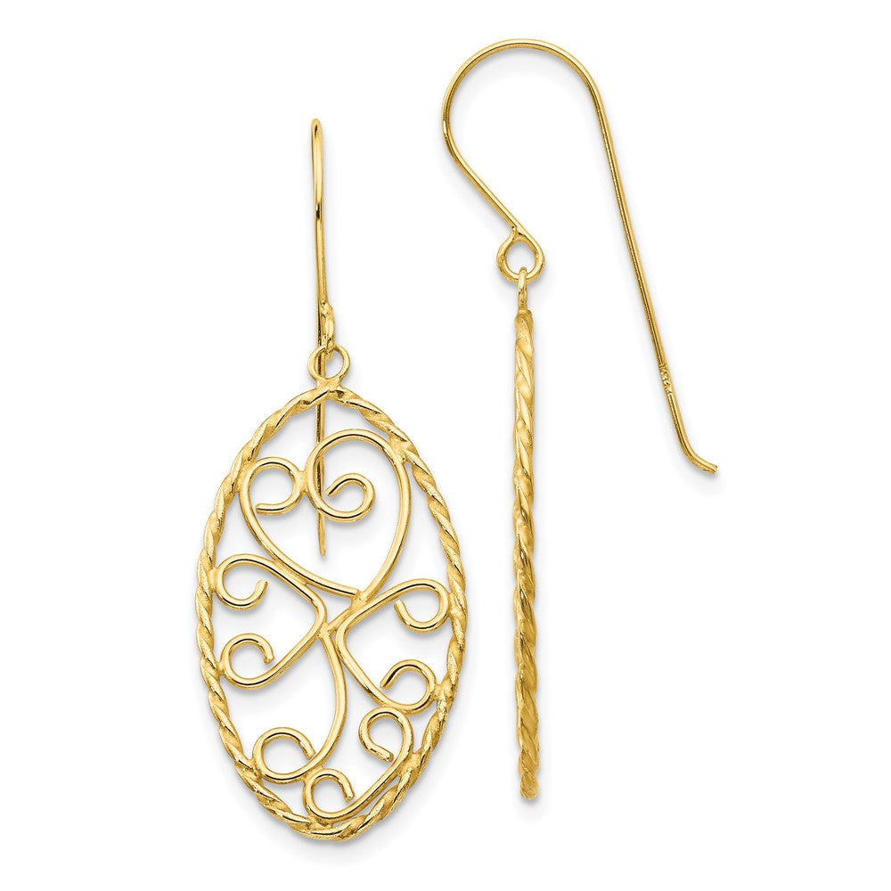 14K Gelbgold Oval Fantasie Gebogen Bars Ohrringe