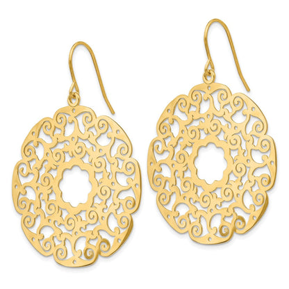 14K Gelbgold Fantasie Lace Filigran Ohrhänger