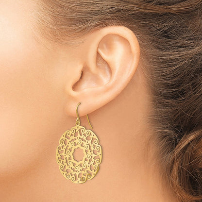 14K Gelbgold Fantasie Lace Filigran Ohrhänger