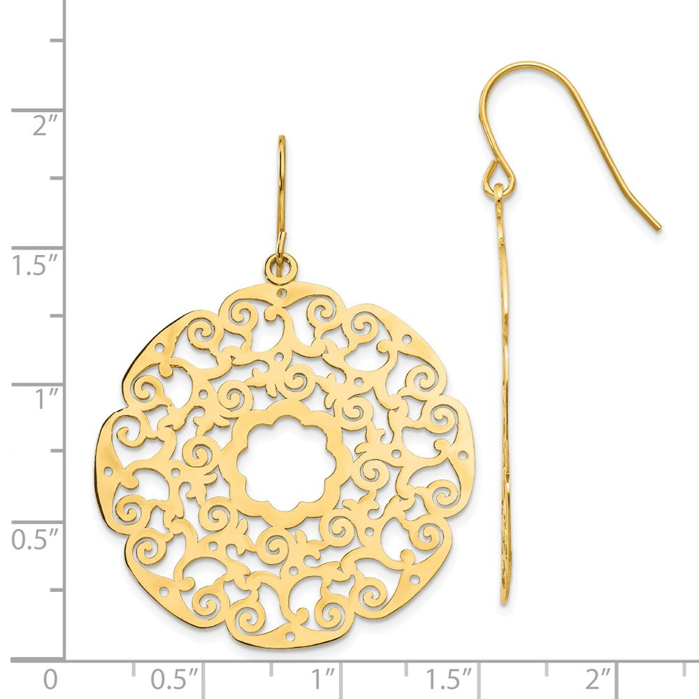 14K Gelbgold Fantasie Lace Filigran Ohrhänger