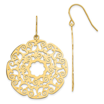 14K Gelbgold Fantasie Lace Filigran Ohrhänger