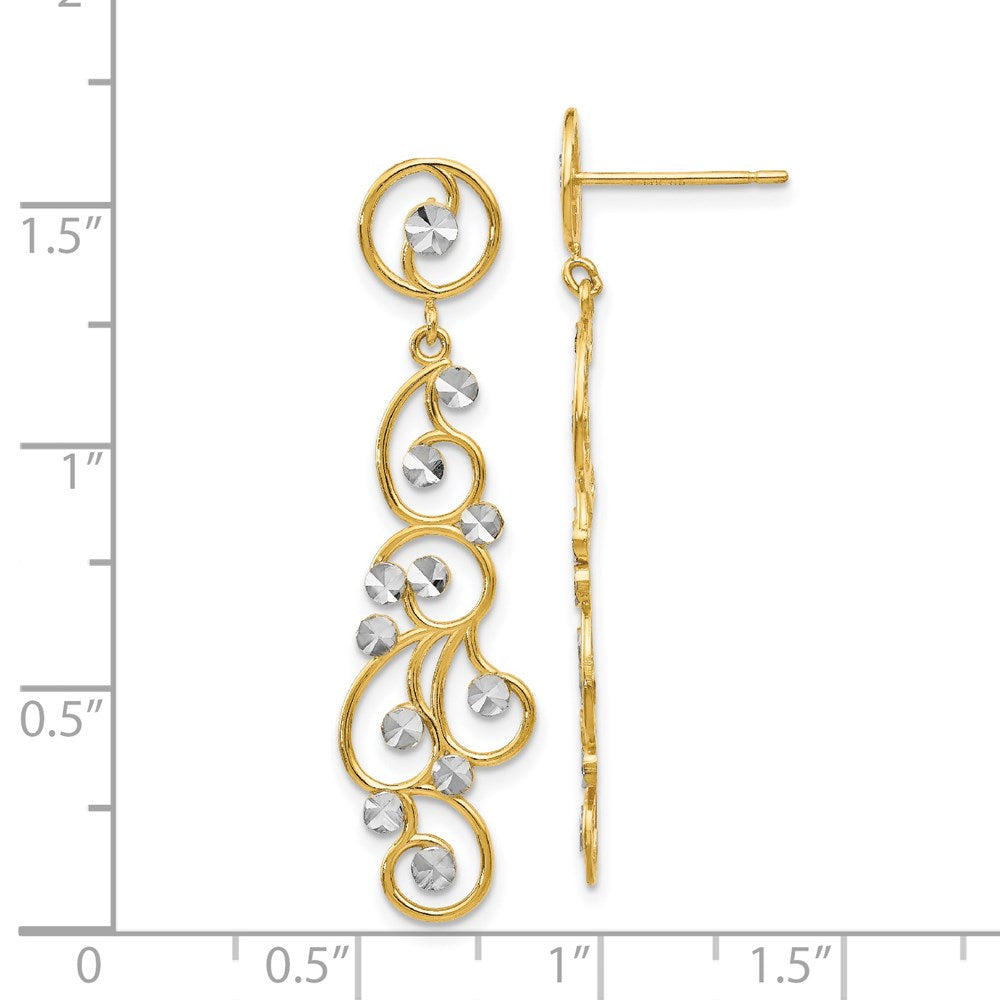 14K Gelb & Rhodium und Filigran Ohrhänger