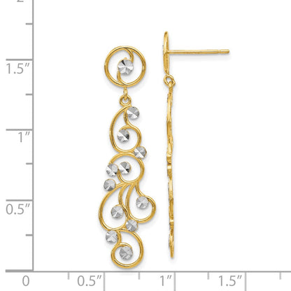 14K Gelb & Rhodium und Filigran Ohrhänger