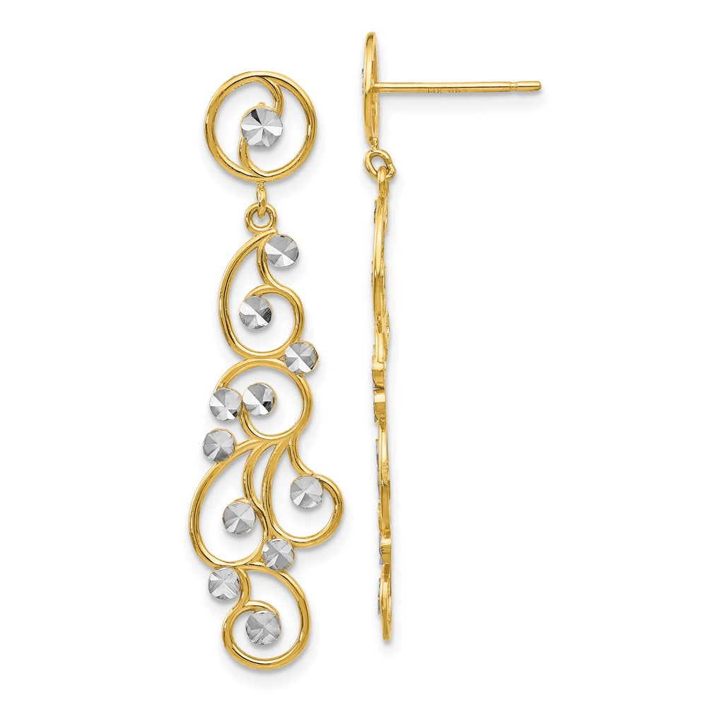 14K Gelb & Rhodium und Filigran Ohrhänger