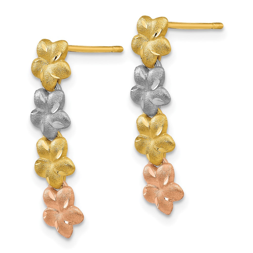 14K Tricolor Plumeria Ohrringe