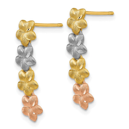 14K Tricolor Plumeria Ohrringe