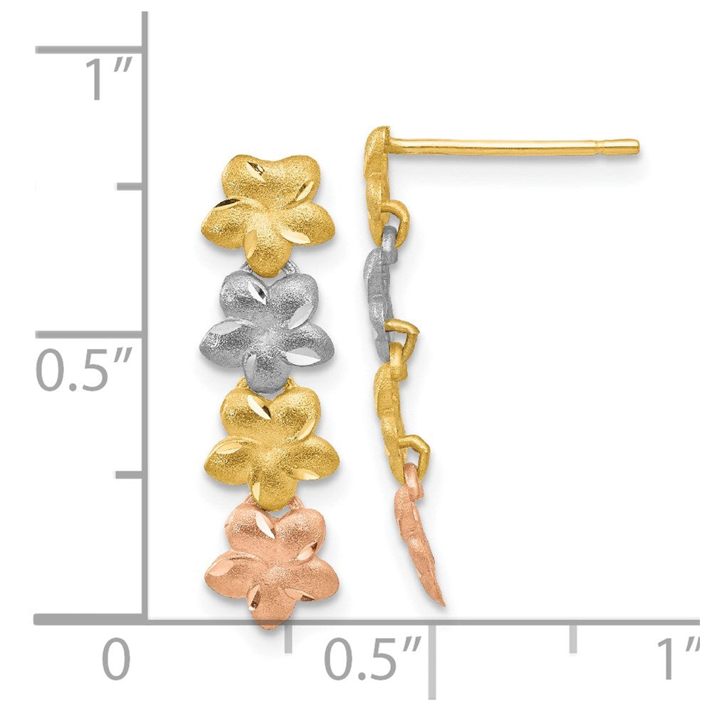 14K Tricolor Plumeria Ohrringe
