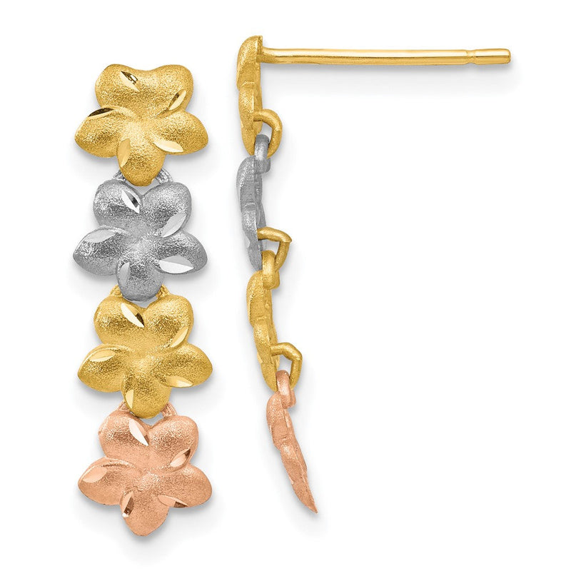 14K Tricolor Plumeria Ohrringe