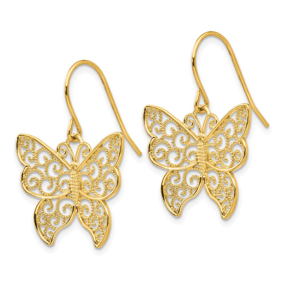 14K Gelbgold Schmetterling Ohrringe