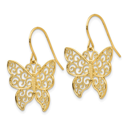 14K Gelbgold Schmetterling Ohrringe