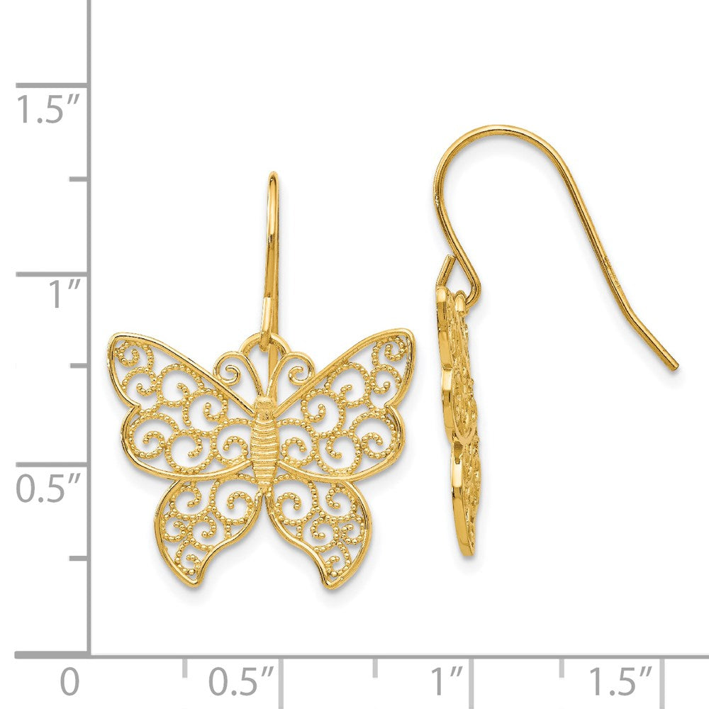 14K Gelbgold Schmetterling Ohrringe