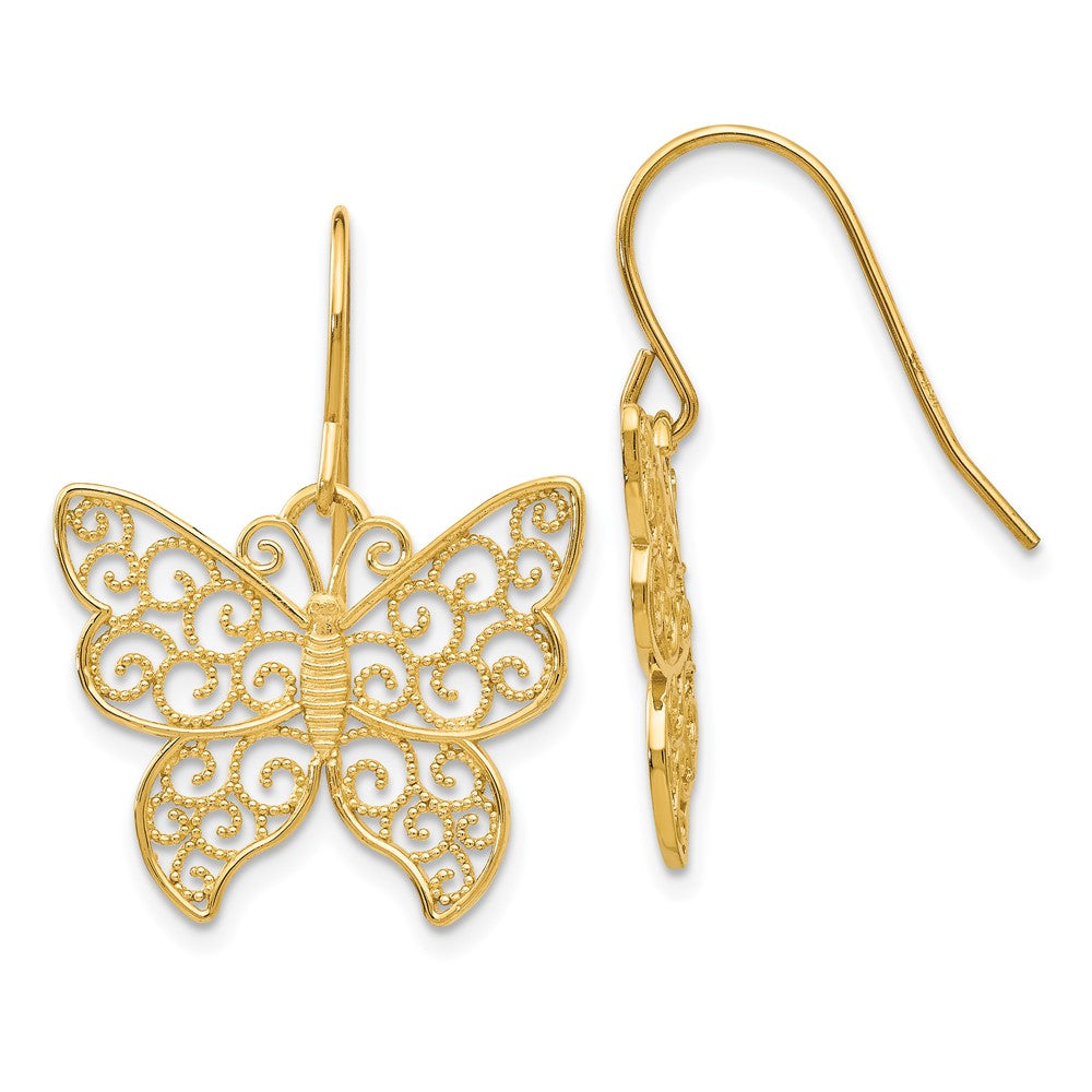 14K Gelbgold Schmetterling Ohrringe