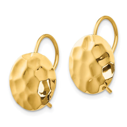 14K Gelbgold Gehämmert Kreis Plättchen Ohrringe