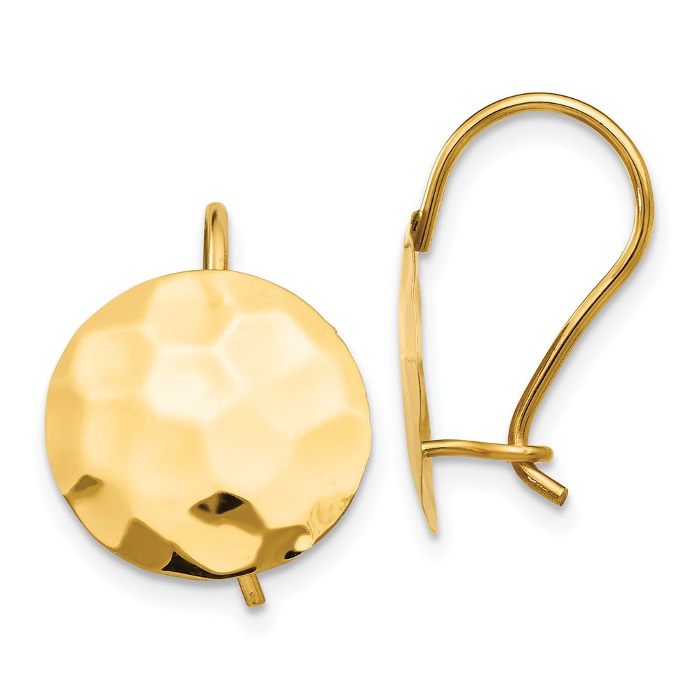 14K Gelbgold Gehämmert Kreis Plättchen Ohrringe