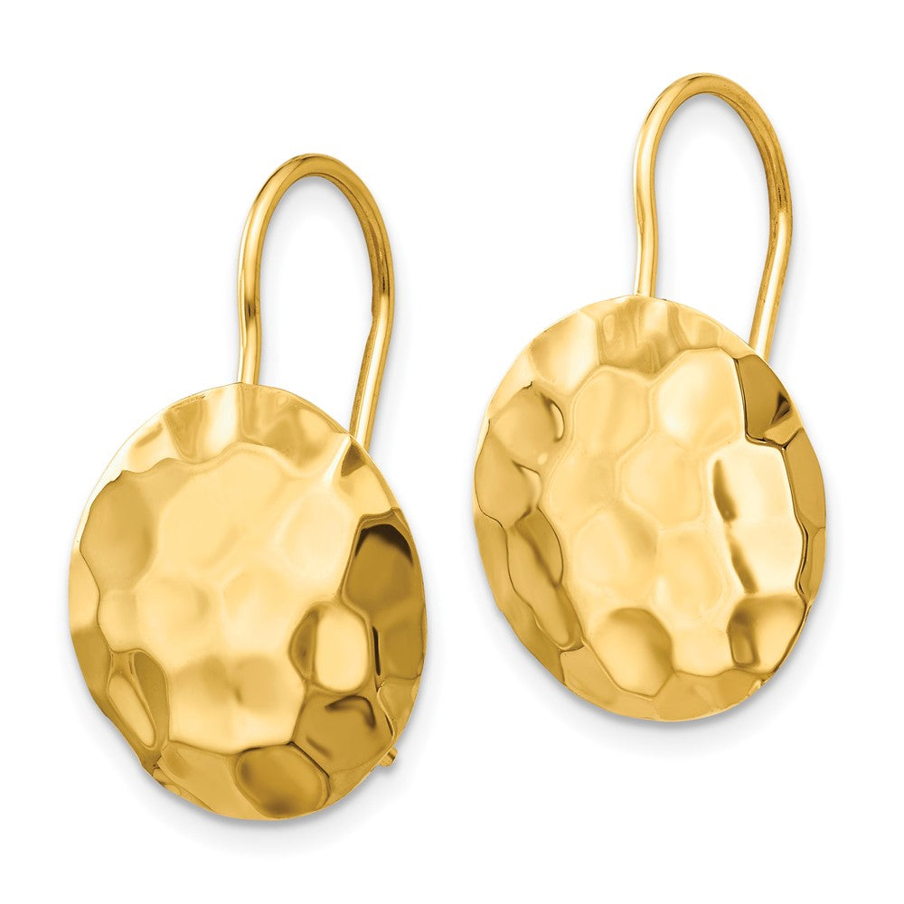 14K Gelbgold Gehämmert Kreis Plättchen Ohrringe