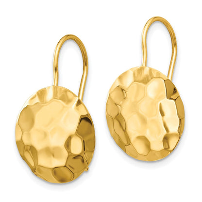 14K Gelbgold Gehämmert Kreis Plättchen Ohrringe