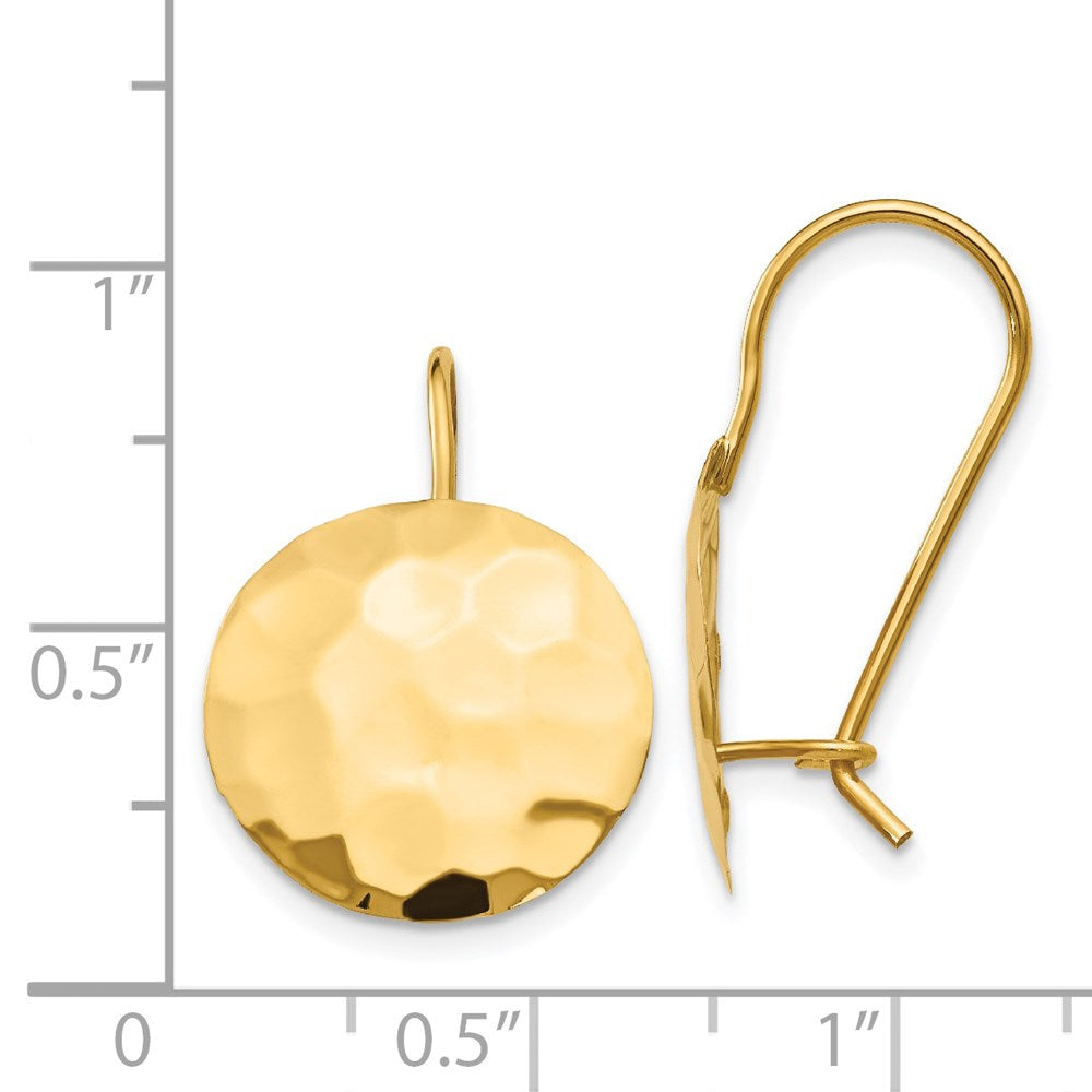 14K Gelbgold Gehämmert Kreis Plättchen Ohrringe