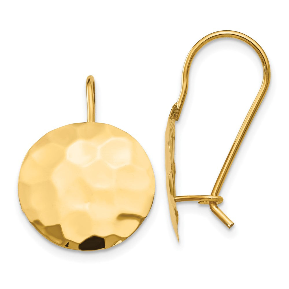 14K Gelbgold Gehämmert Kreis Plättchen Ohrringe