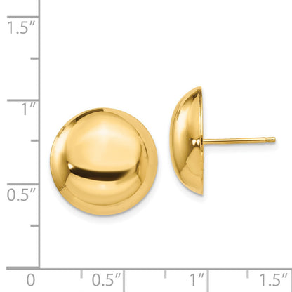 14K Gelbgold 15.50mm Knopf Ohrstecker