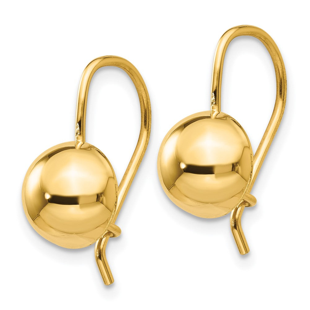 14K Gelbgold 8.00mm Hohl Halb Kugel Ohrringe