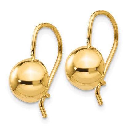 14K Gelbgold 8.00mm Hohl Halb Kugel Ohrringe