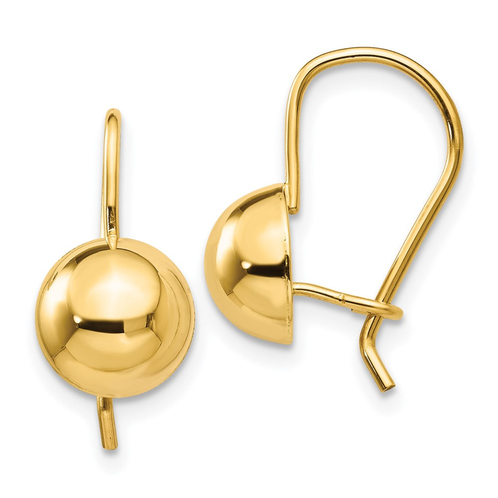 14K Gelbgold 8.00mm Hohl Halb Kugel Ohrringe