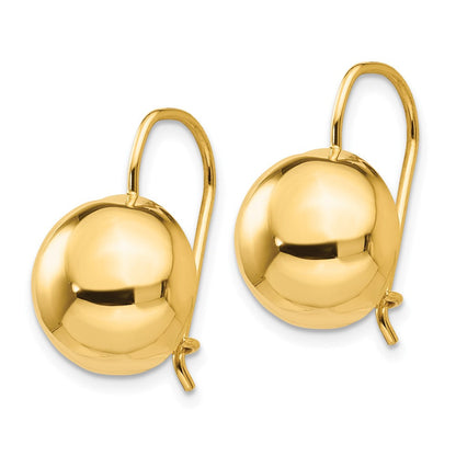 14K Gelbgold 12.00mm Hohl Halb Kugel Ohrringe