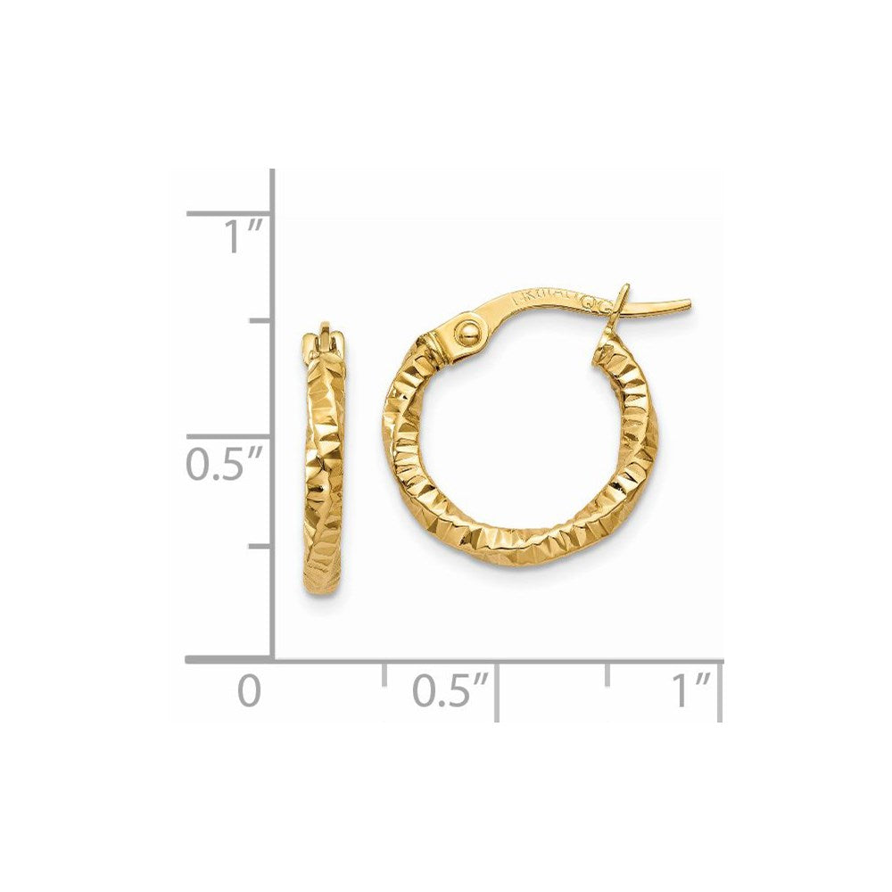 14K Gelbgold Poliert und Strukturiert Creolen