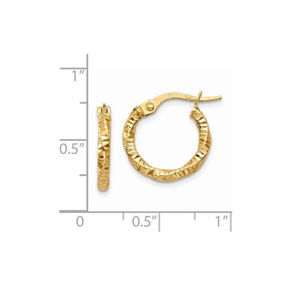 14K Gelbgold Poliert und Strukturiert Creolen