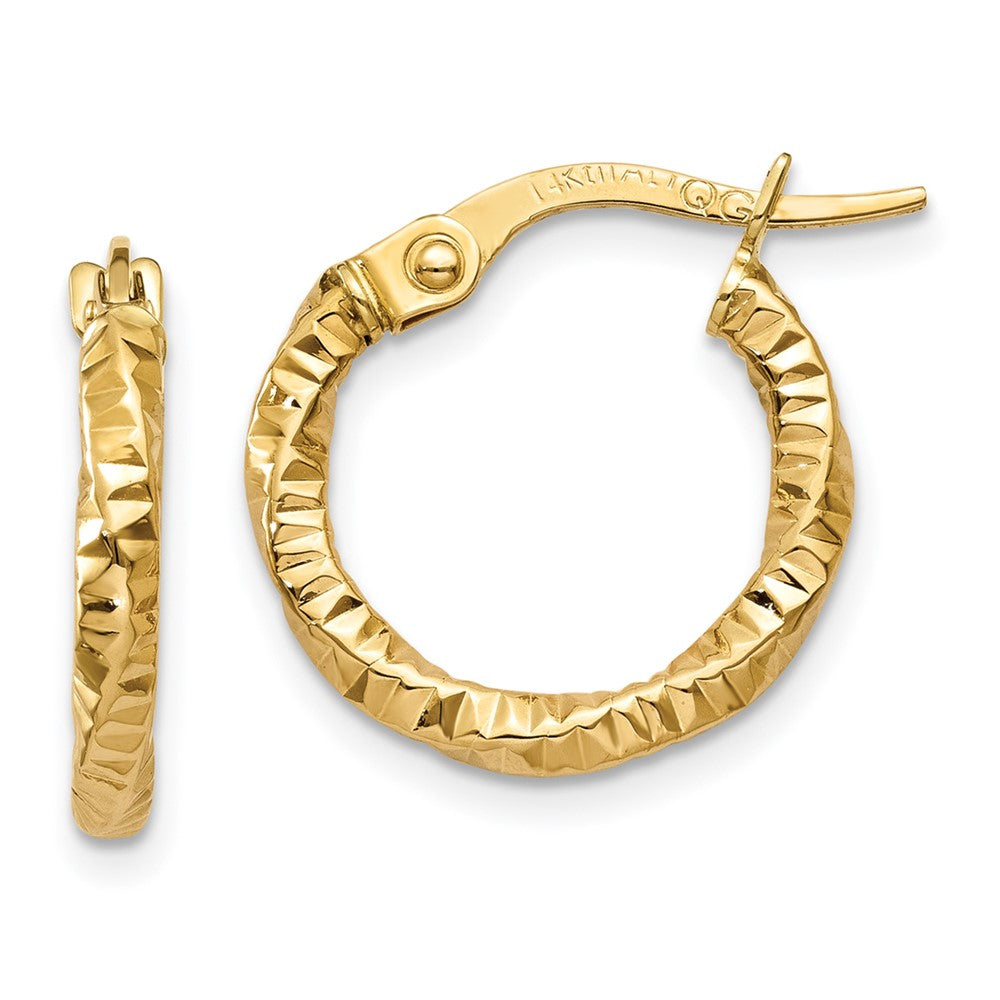 14K Gelbgold Poliert und Strukturiert Creolen