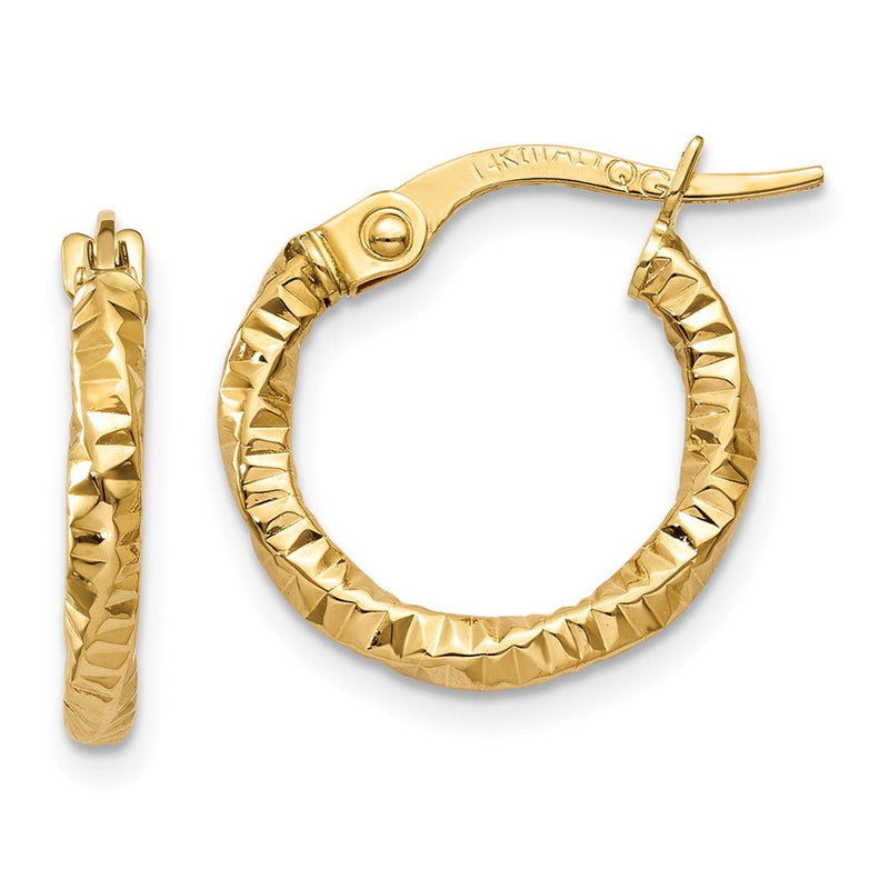 14K Gelbgold Poliert und Strukturiert Creolen