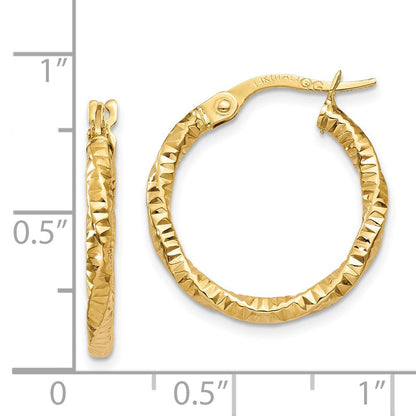 14K Gelbgold Poliert und Strukturiert Creolen