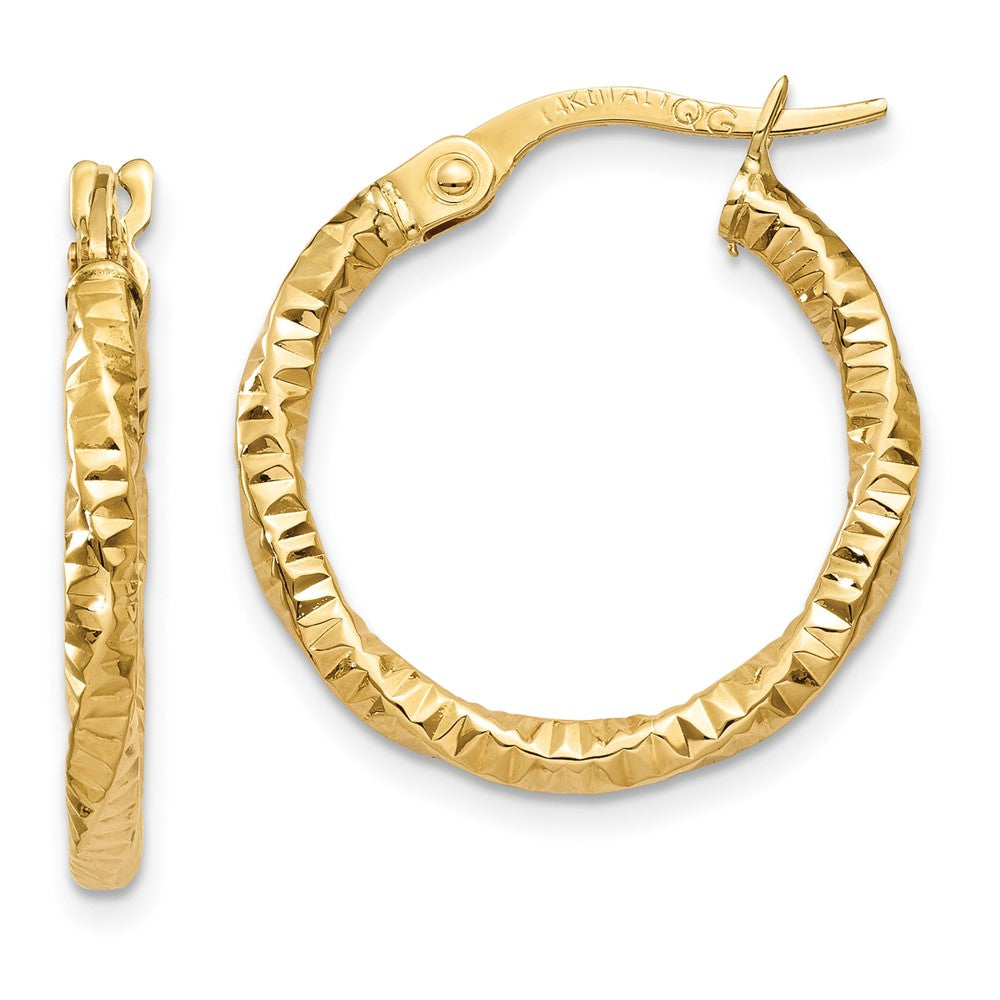 14K Gelbgold Poliert und Strukturiert Creolen