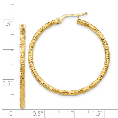 14K Gelbgold Poliert und Strukturiert Creolen