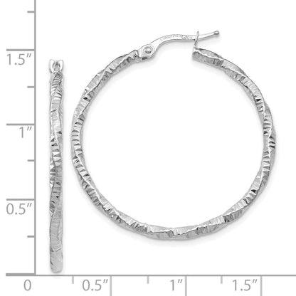 14K Weißgold Poliert und Strukturiert Creolen