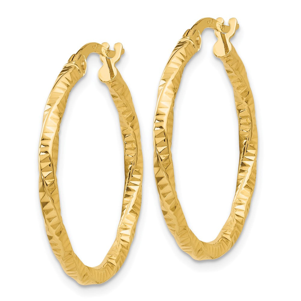 14K Gelbgold Poliert und Strukturiert Creolen
