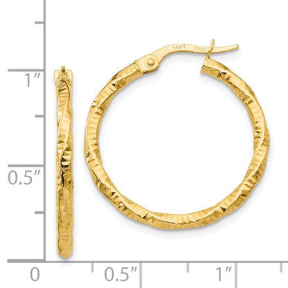 14K Gelbgold Poliert und Strukturiert Creolen