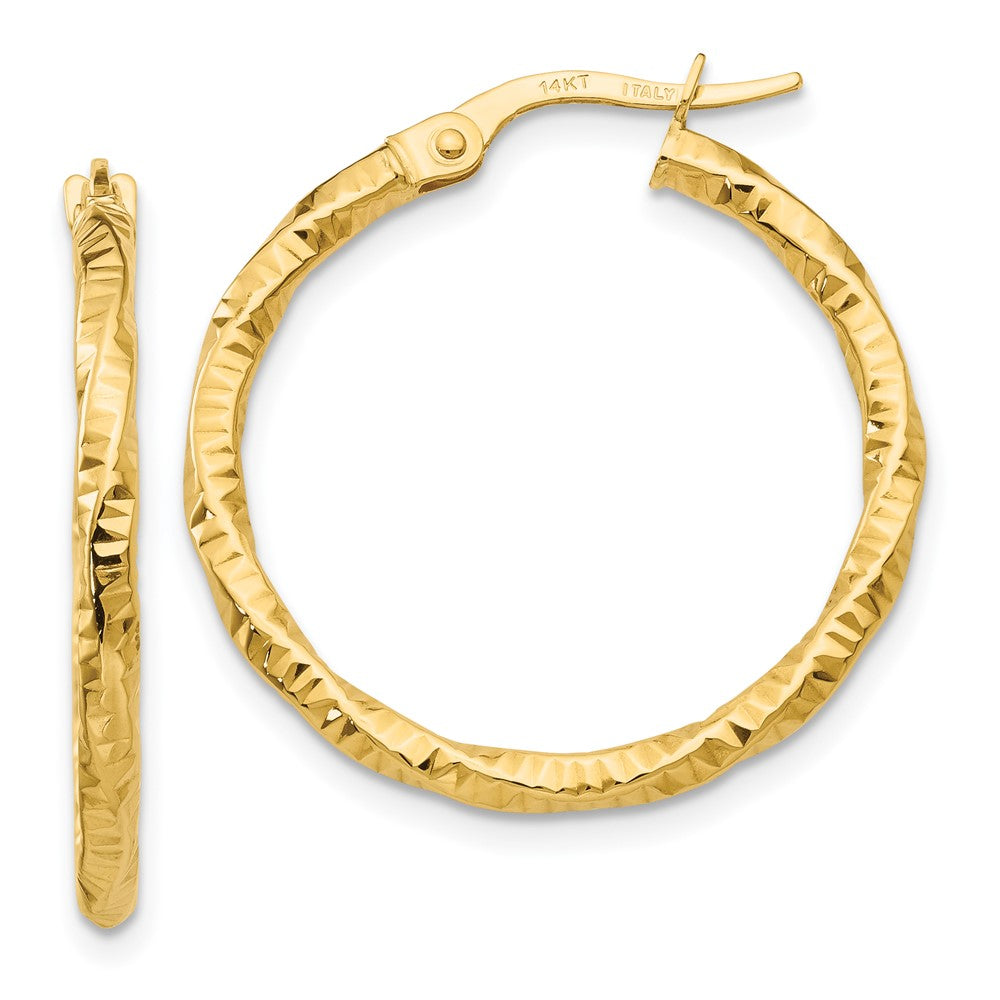 14K Gelbgold Poliert und Strukturiert Creolen