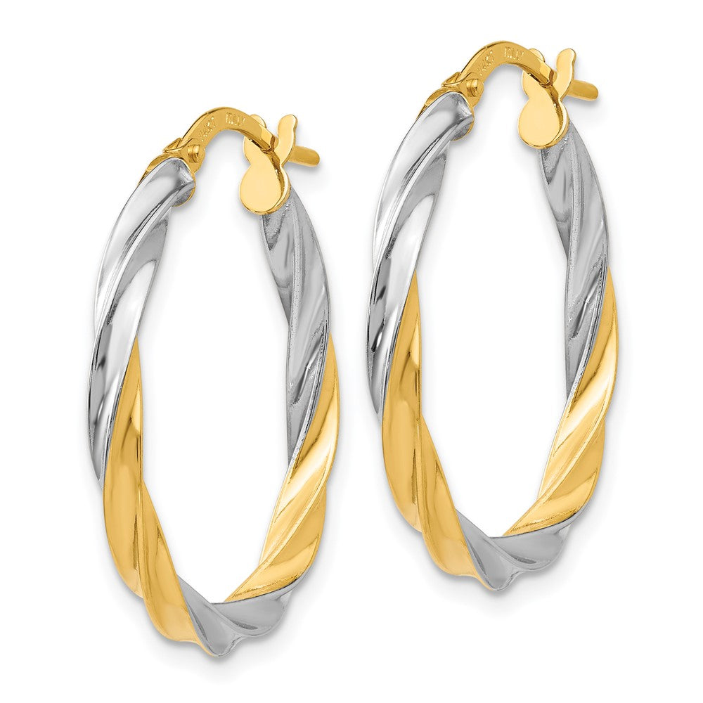 14K Gelb & Rhodium Gedreht Creolen
