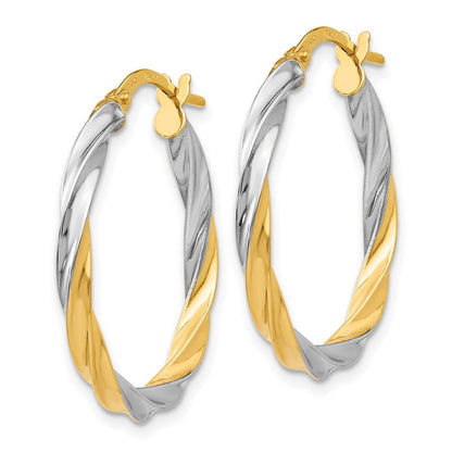 14K Gelb & Rhodium Gedreht Creolen
