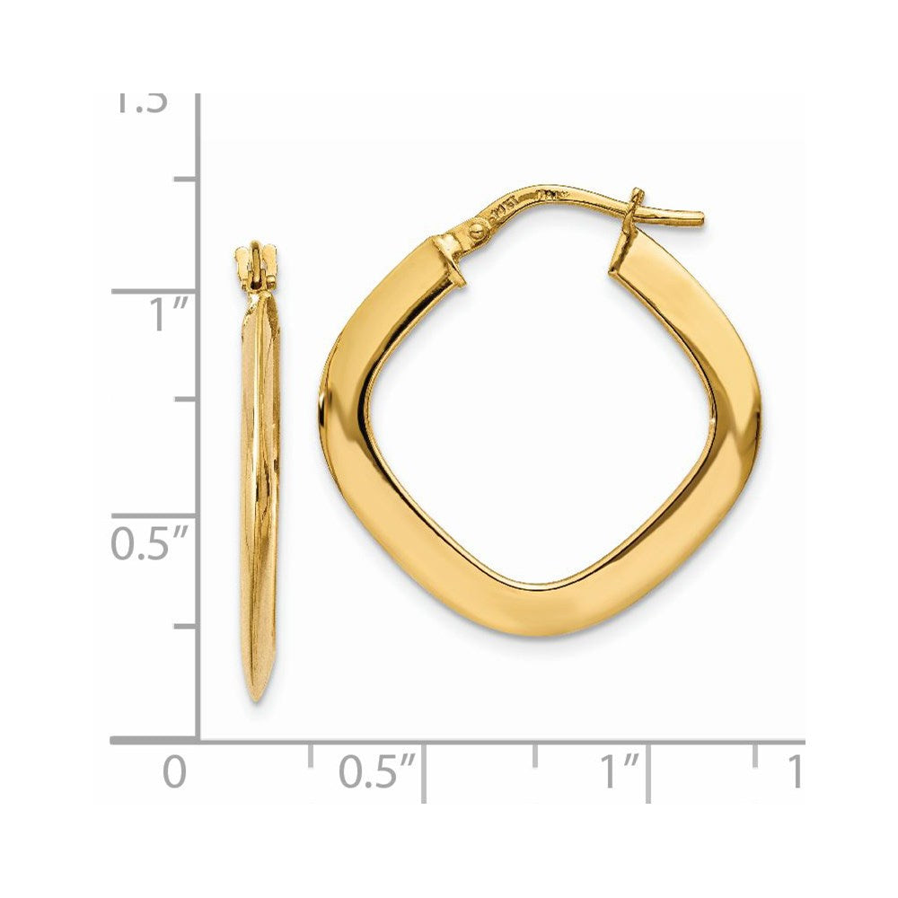14K Gelbgold Verjüngt Quadratisch Creolen