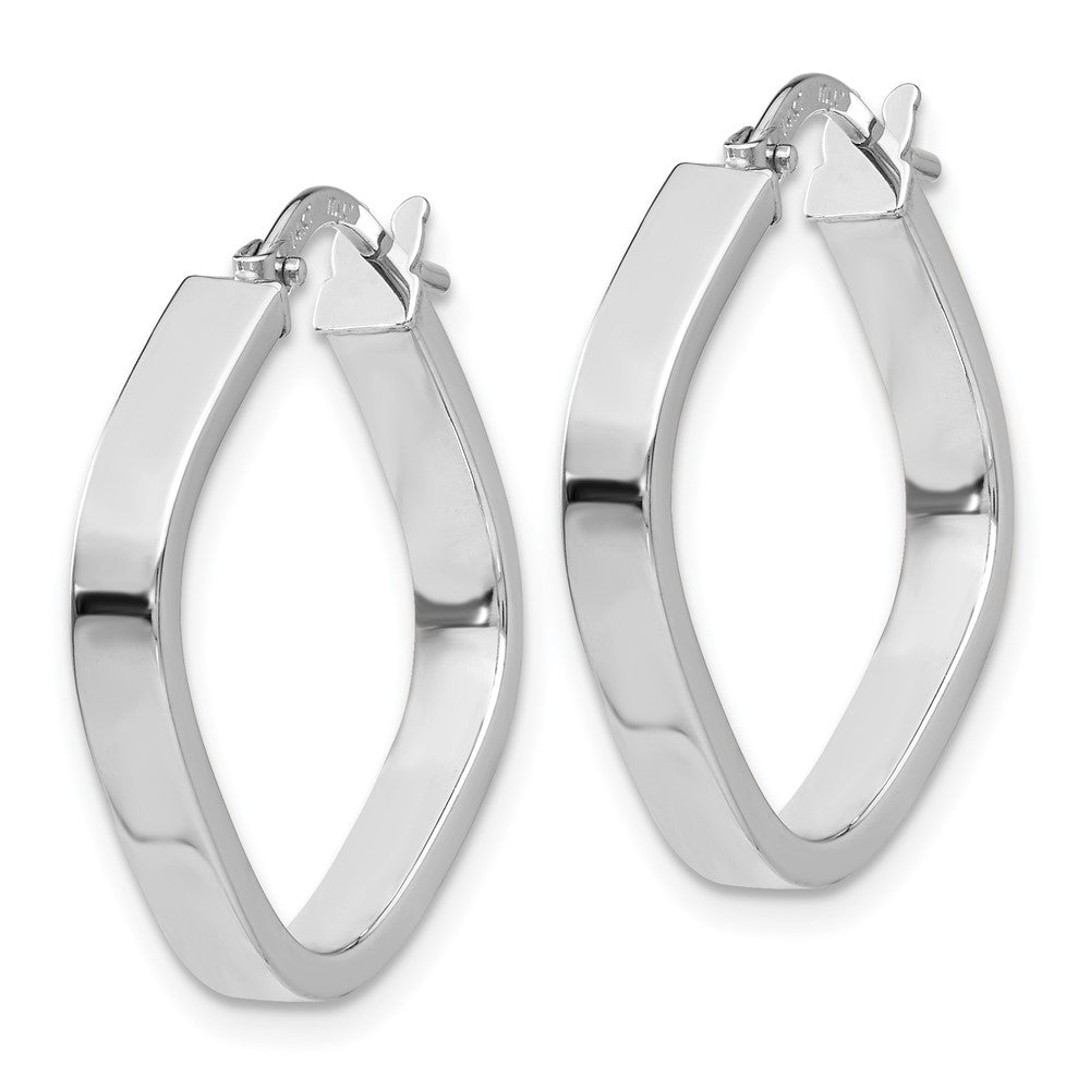 14K Weißgold Flach Kante Quadratisch Creolen