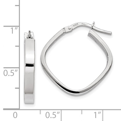 14K Weißgold Flach Kante Quadratisch Creolen