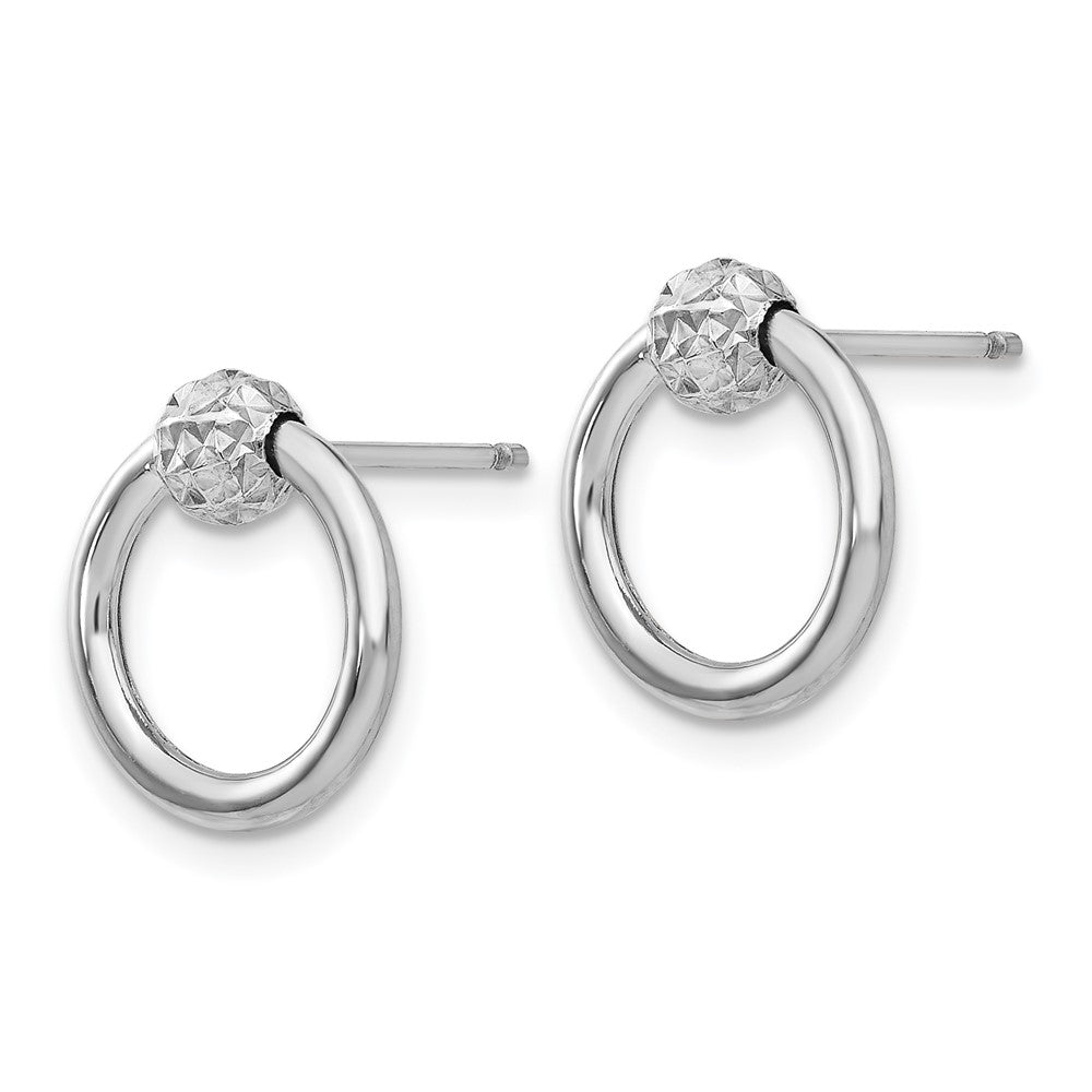 14K Weißgold Diamantiert Kreis Tropfen Ohrstecker