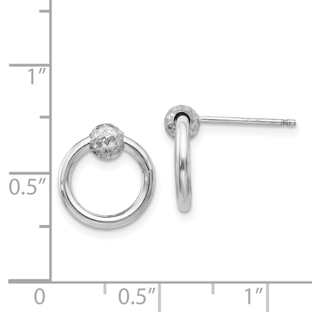 14K Weißgold Diamantiert Kreis Tropfen Ohrstecker